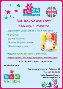 Dwujęzyczny Bal Karnawałowy dla dzieci w wieku 1-4