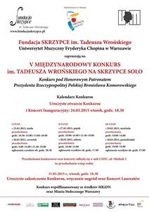 Przesłuchania - V Międzynarodowy Konkurs im. Tadeusza Wrońskiego na skrzypce solo