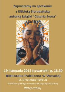 Spotkanie autorskie z Elżbietą Sieradzńską wokół książki "Cesaria Evora"