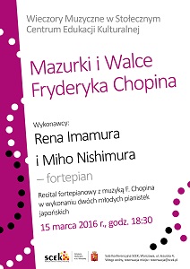 Koncert "Mazurki i Walce Fryderyka Chopina" w Stołecznym Centrum Edukacji Kulturalnej
