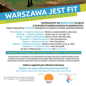 Warszawa jest fit – BEZPŁATNE ZAJĘCIA NA SIŁOWNIACH PLENEROWYCH