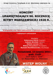 Koncert upamiętniający 96. rocznicę Bitwy Warszawskiej 1920 r.