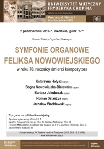 Symfonie organowe Feliksa Nowowiejskiego w UMFC