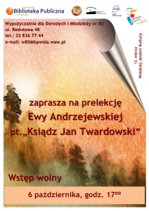 Ksiądz Jan Twardowski - prelekcja Ewy Andrzejewskiej