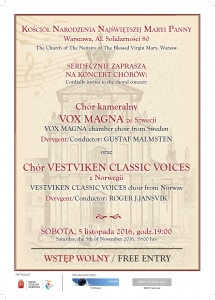 Koncert chórów skandynawskich: Vestviken Classic Voices i Vox Magna