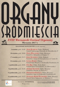 Koncert w ramach XVIII Warszawskiego Festiwalu Organowego ORGANY ŚRÓDMIEŚCIA