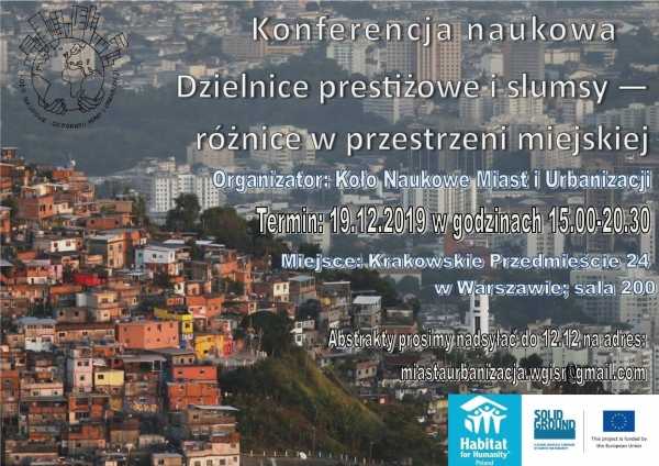 Konferencja "Dzielnice prestiżowe i slumsy - różnice w przestrzeni miejskiej"