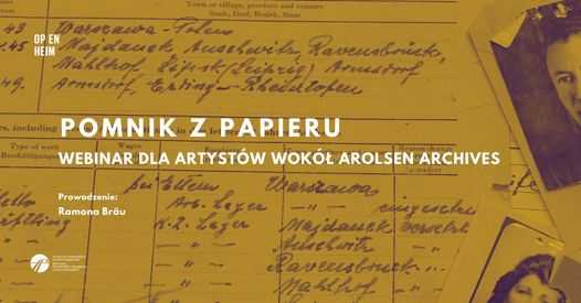 Pomnik z papieru | Webinar dla artystów wokół Arolsen Archives
