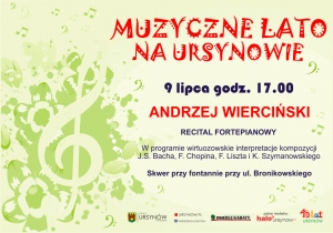 MUZYCZNE LATO NA URSYNOWIE: Recital fortepianowy Andrzeja Wiercińskiego