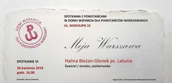 Moja Warszawa: Spotkanie VI - Halina Bieżan-Glonek ps. Lalunia