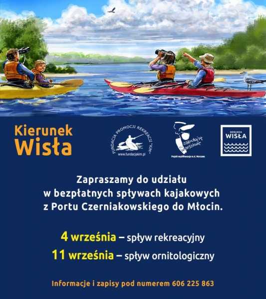 Bezpłatny spływ kajakowy (rekreacyjny) warszawskim odcinkiem Wisły