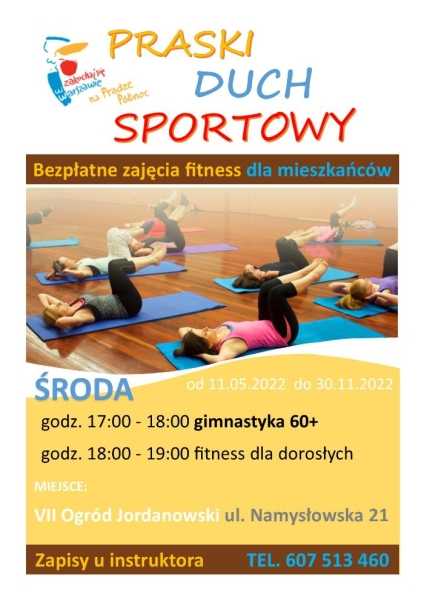 Praski Duch Sportowy - gimnastyka 60+ [godz. 17:00] i fitness dla dorosłych [godz. 18:00]