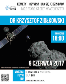 Dr Krzysztof Ziołkowski – Komety: czym są i jak się je dziś bada. Misje Stardust, Deep Impact, Rosetta.