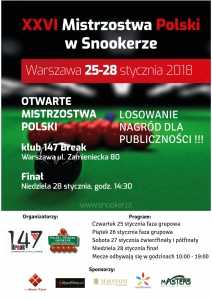 XXVI Mistrzostwa Polski w Snookerze - Warszawa 2018