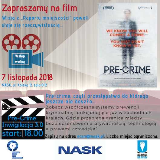 Bezpłatny pokaz filmu "Pre-crime. Inwigilacja 3.0" w ramach ECSM