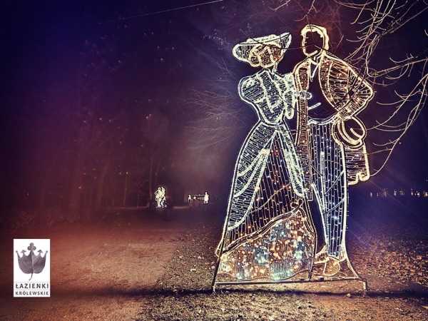 Romantyczne Łazienki Królewskie z iluminacją świąteczną