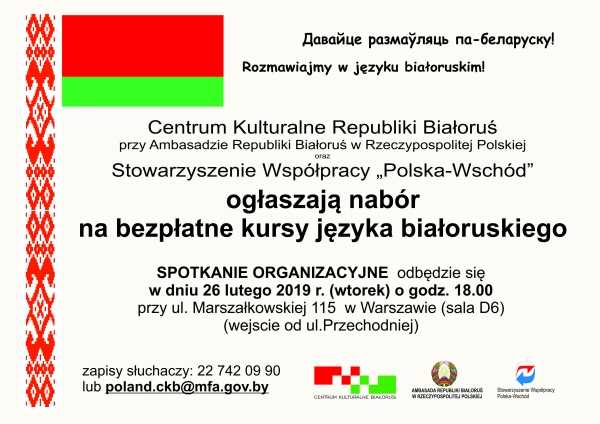 Bezpłatny kurs języka białoruskiego - spotkanie organizacyjne