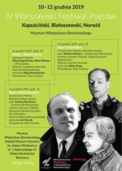 IV Warszawski Festiwal Poetów - Kapuściński, Białoszewski, Norwid