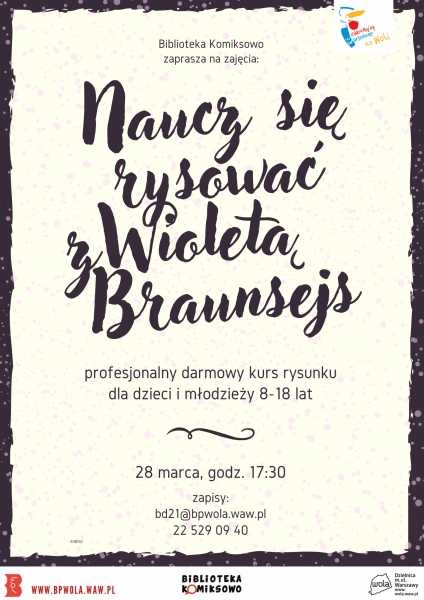 Profesjonalne warszaty rysunku dla dzieci i młodzieży: Naucz się rysować z Wioletą Braunsejs