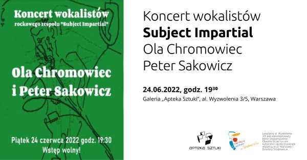 Koncert rokowy wokalistów "Subiect Impartial" - Olga Chromowiec i Peter Sakowicz