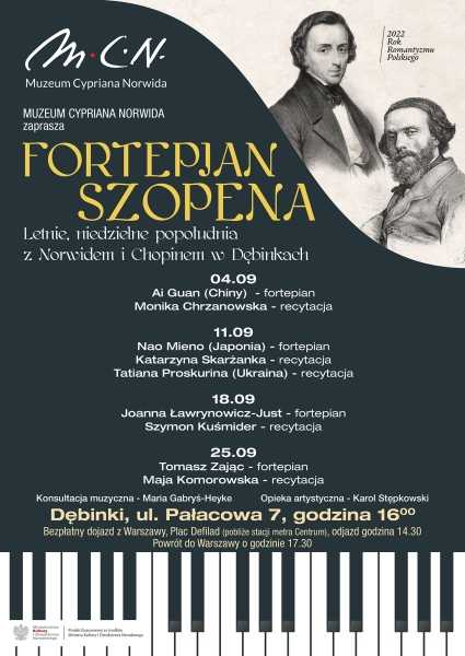 Koncert plenerowy: Letnie, niedzielne popołudnia z Norwidem i Chopinem w Dębinkach