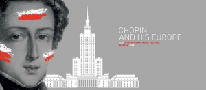 Akcja miejska. Świetlny profil Fryderyka Chopina na Pałacu Kultury i Nauki