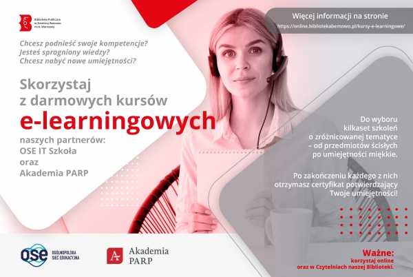 Darmowy e-learning w bemowskiej Bibliotece - OSE IT Szkoła i Akademii PARP