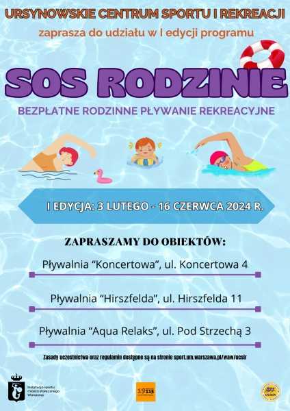 SOS Rodzinie - I etap 2024 - bezpłatne pływanie rekreacyjne dla rodzin