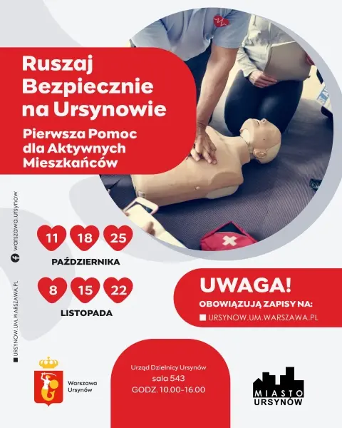 Ruszaj Bezpiecznie na Ursynowie - bezpłatne warsztatu pierwszej pomocy
