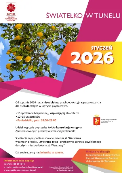 ŚWIATEŁKO W TUNELU - psychoedukacyjna grupa wsparcia 2026