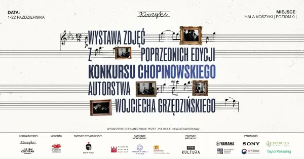 Wystawa zdjęć z poprzednich edycji Konkursu Chopinowskiego autorstwa Wojciecha Grzędzińskiego | photography exhibition by Wojciech Grzędziński