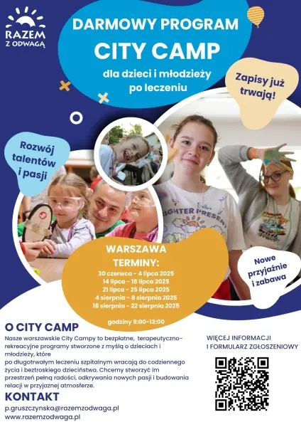 Darmowy City Camp dla dzieci i młodzieży po leczeniu