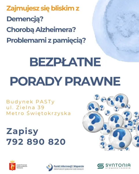 BEZPŁATNE KONSULTACJE PRAWNE dla opiekunów rodzinnych osób z demencją, chorobą Alzheimera