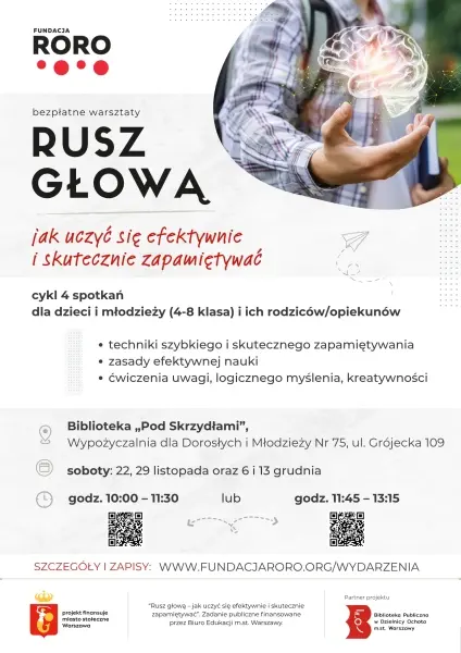 Rusz głową – jak uczyć się efektywnie i skutecznie zapamiętywać [godz. 10:00 i 11:45]