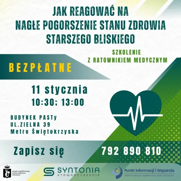 JAK REAGOWAĆ NA NAGŁE POGORSZENIE STANU ZDROWIA STARSZEGO BLISKIEGO - szkolenie z ratownikiem medycznym