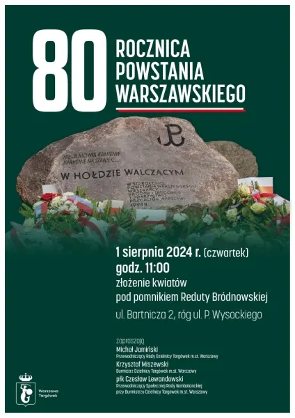 Złożenia kwiatów pod pomnikiem Reduty Bródnowskiej 