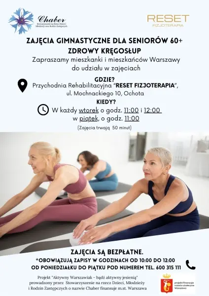 Zajęcia Gimnastyczne Dla Seniorów 60+ | ZDROWY KRĘGOSŁUP [godz. 11:00 i 12:00]