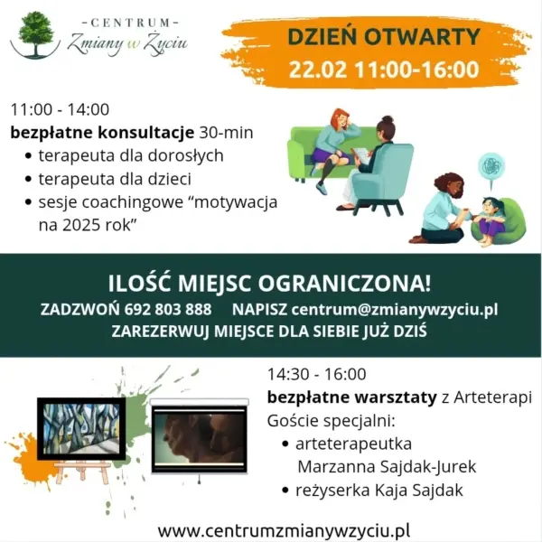 Dzień otwarty Centrum Zmiany w Życiu - bezpłatne konsultacje psychologiczne