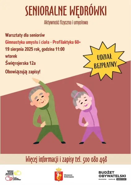 Warsztaty dla seniorów Gimnastyka umysłu i ciała - Profilaktyka 60+
