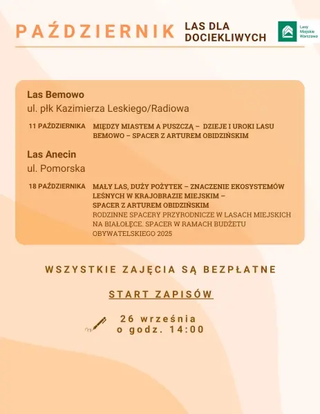 Las dla dociekliwych. Mały las, duży pożytek - znaczenie ekosystemów leśnych w krajobrazie miejskim – spacer z Arturem Obidzińskim