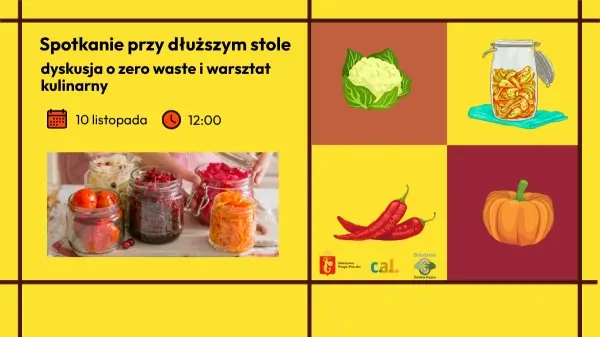 Spotkanie przy dłuższym stole. Dyskusja o zero waste i warsztat kulinarny