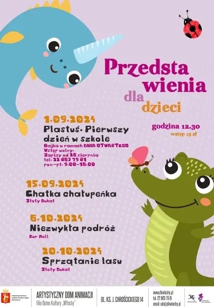 Przedstawienie dla dzieci "Plastuś. Pierwszy dzień w szkole