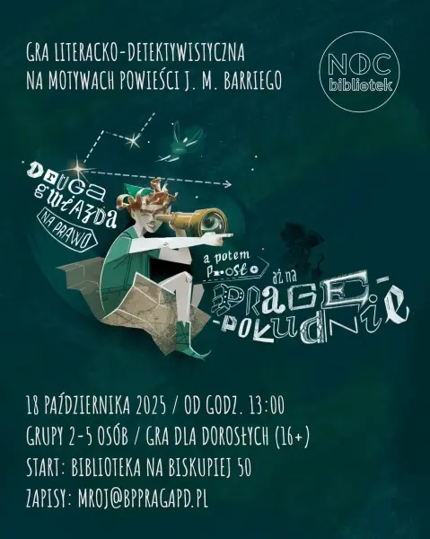 Gra literacko-detektywistyczna dla dorosłych (16+) [godz. 13:25, 14:00, 14:35, 15:10, 15:45, 16:20, 16:55]