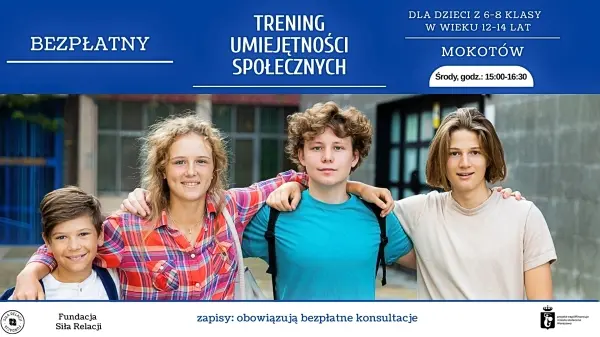 Bezpłatny Trening Umiejętności Społecznych (TUS)  dla młodzieży 12-14 lat