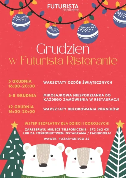Warsztaty z robienia ozdób choinkowych w Futurista Ristorante!
