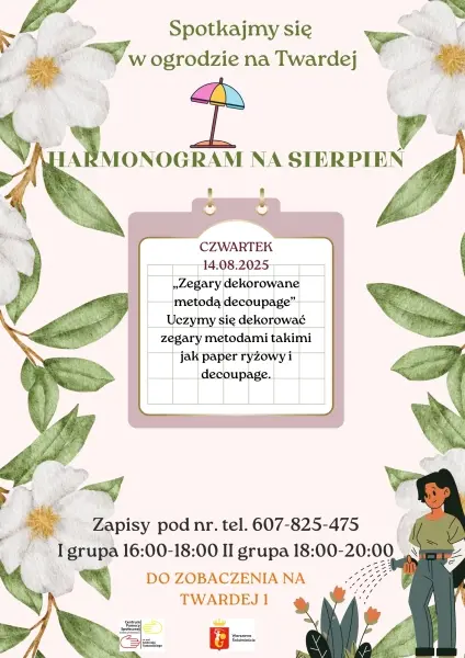 „Zegary dekorowane metodą decoupage”  [godz. 16:00 i 18:00]