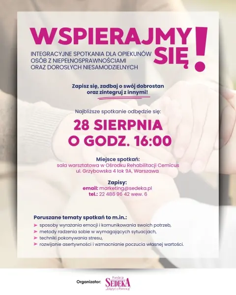 Spotkania integracyjne dla opiekunów OzN z psychologiem