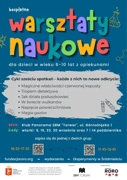 Eksperymenty w Śródmieściu, cykl 6 warsztatów naukowych dla dzieci w wieku 6-10 lat z opiekunami [godz.: 16:30 lub 17:45]