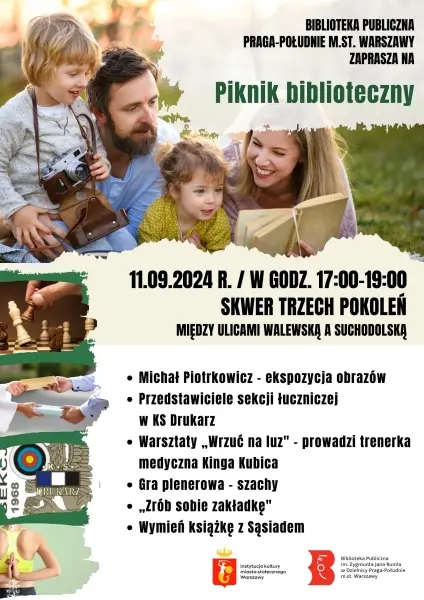 Piknik Biblioteczny na Skwerze Trzech Pokoleń