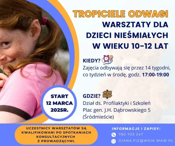 TROPICIELE ODWAGI – WARSZTATY DLA DZIECI NIEŚMIAŁYCH
